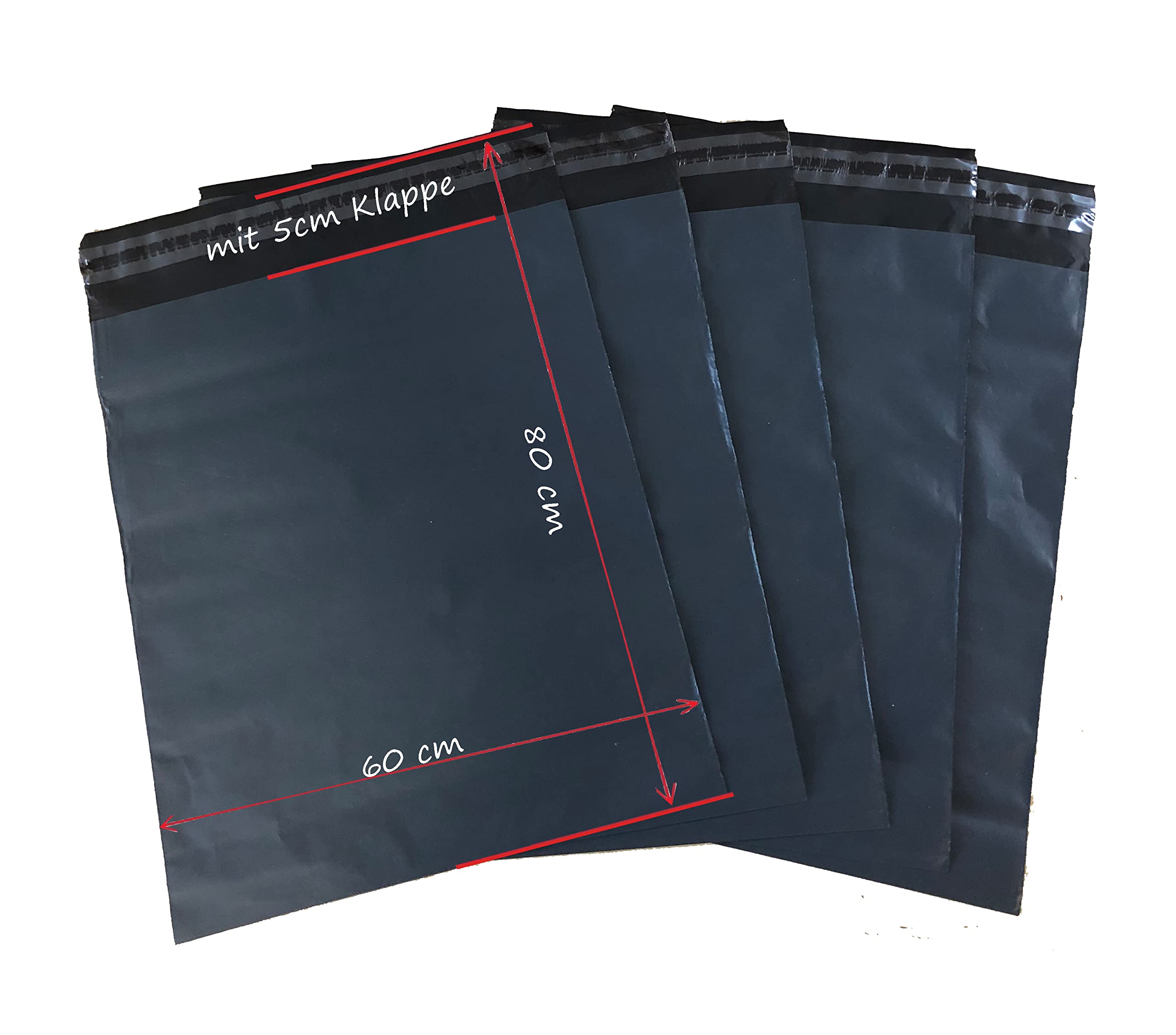100 sacchetti per spedizione, 60 x 80 cm, colore nero extra spesso