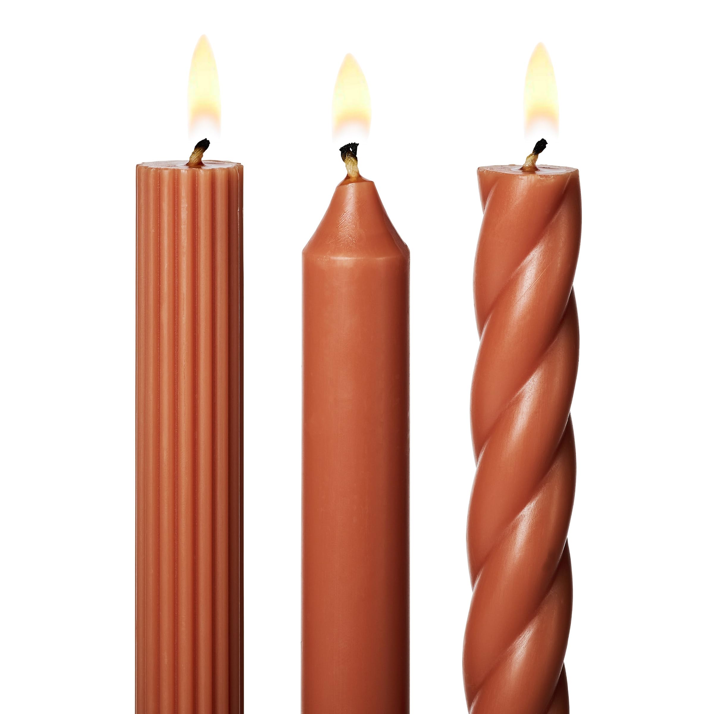 ILLUME Beautifully Done Unscented Assorted Candle Tapers 3-Pack, Terracotta