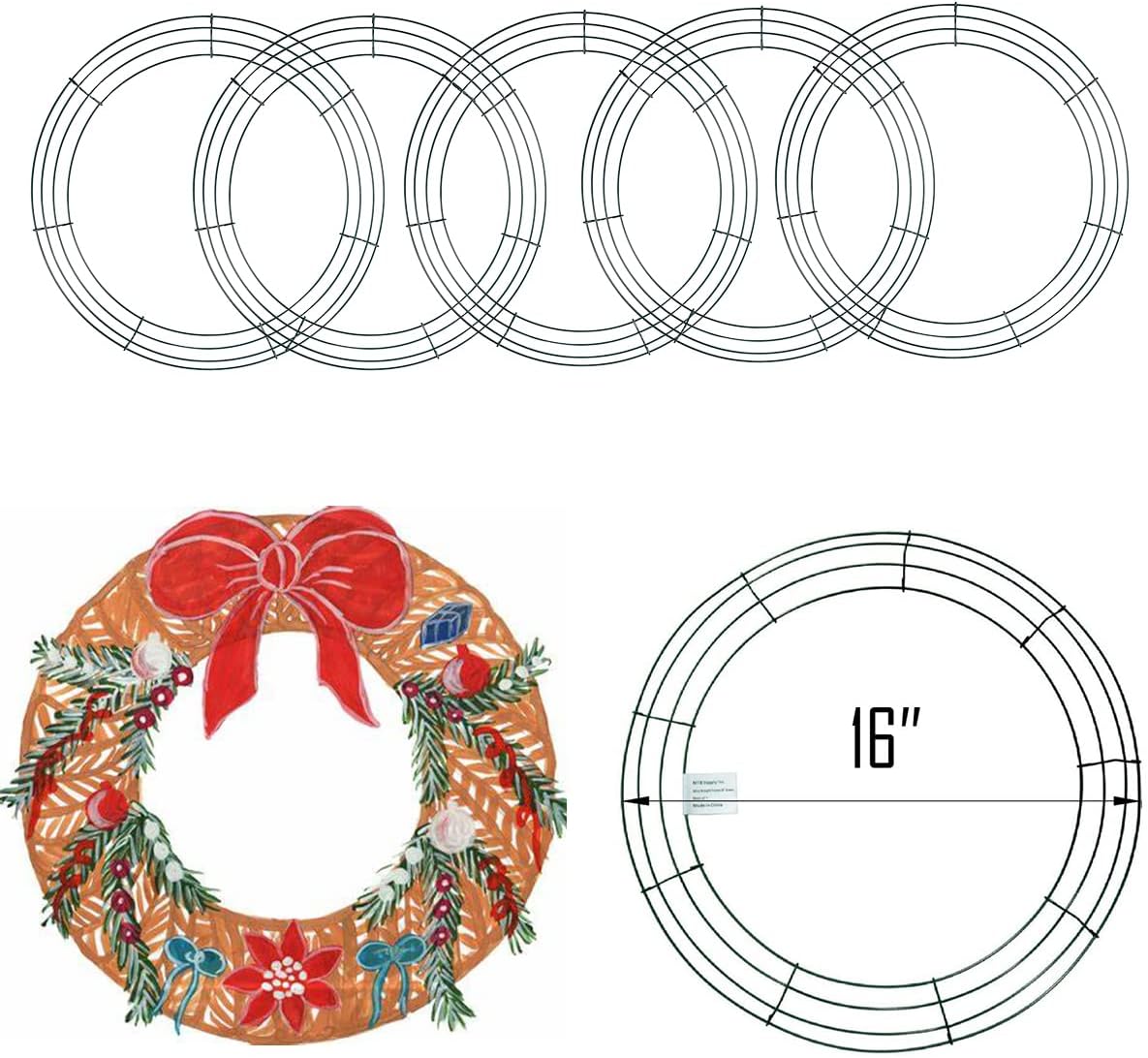 Amazon.com: Sumind 6 Pieces Wire Wreath Frame Metal Wire Rings Dark ...