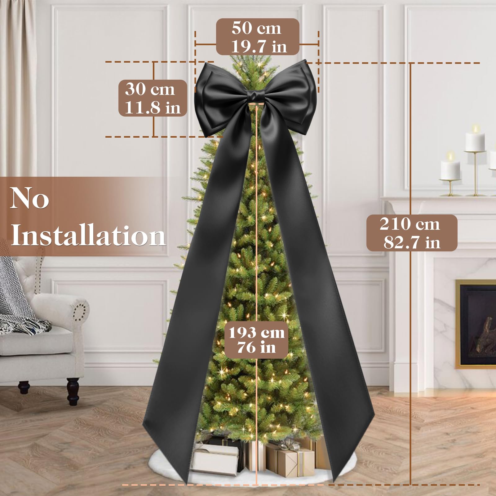 AZEAM Decorazione a fiocco gigante, grande fiocco per sfondo con nastro posteriore, 200 x 50 cm, grandi fiocchi in raso per decorazione, fiocchi per coquette, decorazione per feste di compleanno