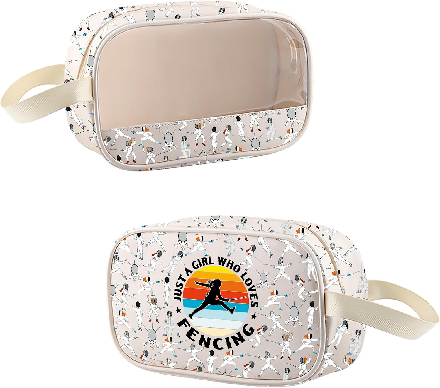 MEIKIUP Fencing Sport Lover Gift Fencing Coach Makeup Bag Who Loves Fencing Travel Zipper Cosmetic Bag (Fencing CMB)