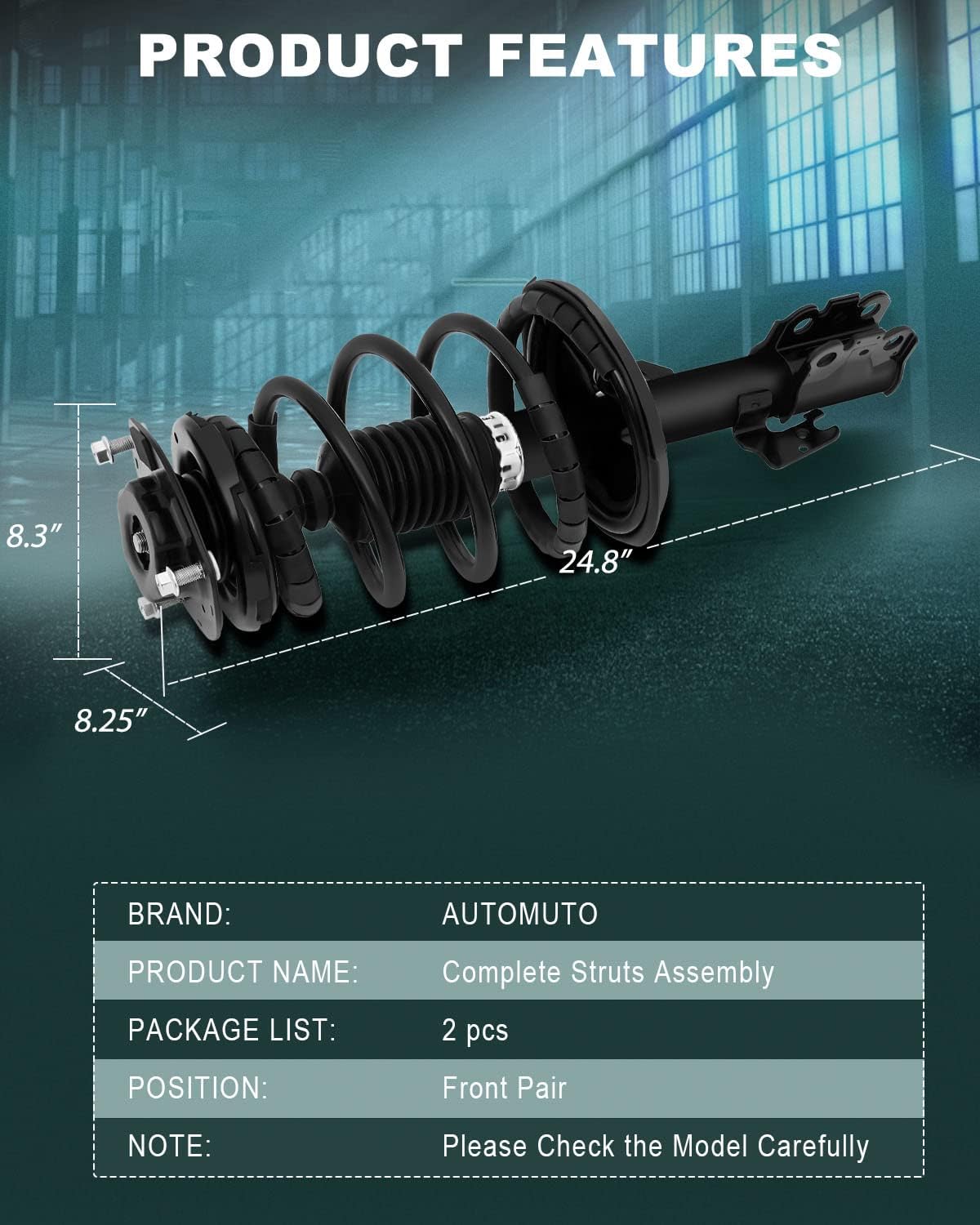 AUTOMUTO Strut Spring Assembly Front Pair Shock Absorber for 2002 2003 for Toyota Camry
