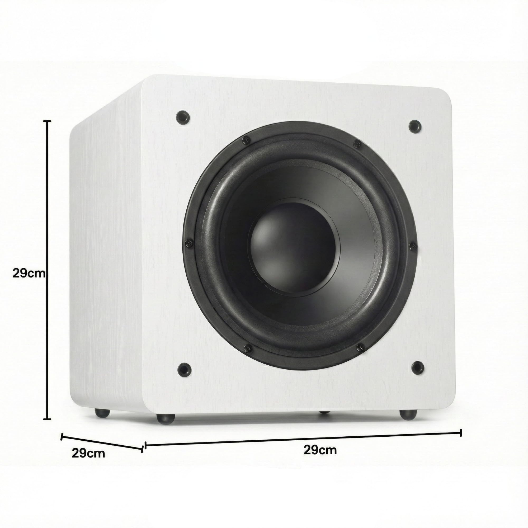 DYNAVOICE Challenger Sub-8 Blanco Mate – Subwoofer Activo 8” 90W RMS (125W Máx.), Recinto Cerrado, Control de Frecuencia | Rejilla Gris Claro y Aislantes de Silicona | Home Cinema y HiFi