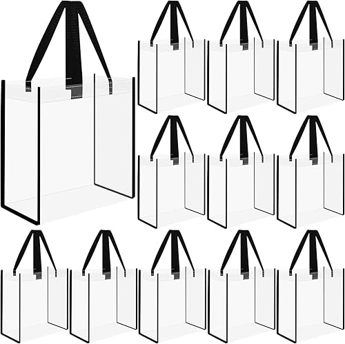Mototo Bolsa de plástico de PVC transparente aprobada para estadios con asas para trabajo, playa, gimnasio, deporte, 12 x 12 x 6 pulgadas,