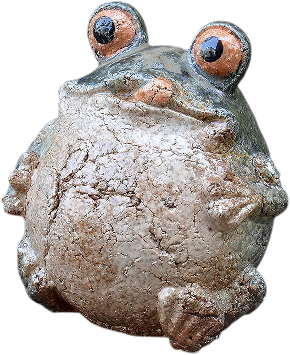 Ceramiczna żaba statuetka ozdoby balkon ogród dekoracja na zewnątrz figurki zwierząt, dł. 16,5 cm x szer. 17 cm x wys. 19 cm