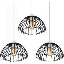 3 Pack Ceiling Light Shade, Metal Light Shade, Modern Designer Pendant Lamp Shade Black lampshades for Ceiling Lights, Bedside Lamps, Bedroom, Living Room, Kitchen Vase Cage Black 3 Pack