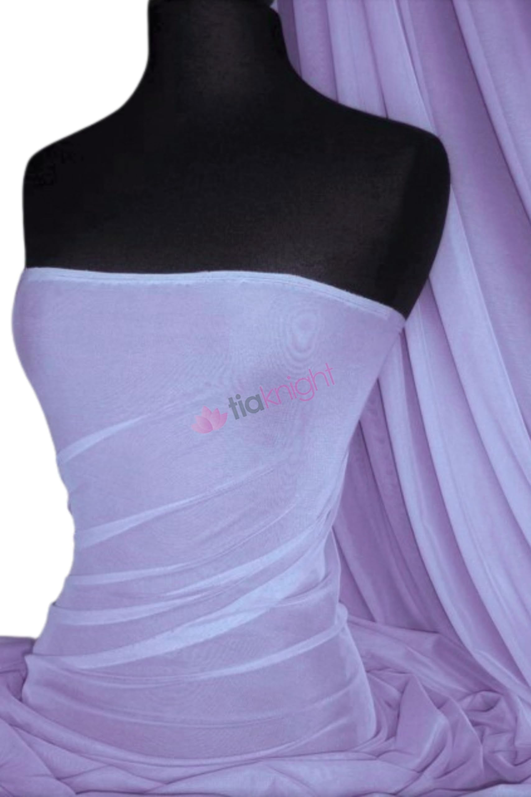 Premium Quality Power Mesh Fabric | 4 Way Stretch Sheer Dance Dress Lining Material | Matching Shades in Lycra | Multiple Colours in Stock | Sold by The Metre | by Tia Knight (Light Lilac)