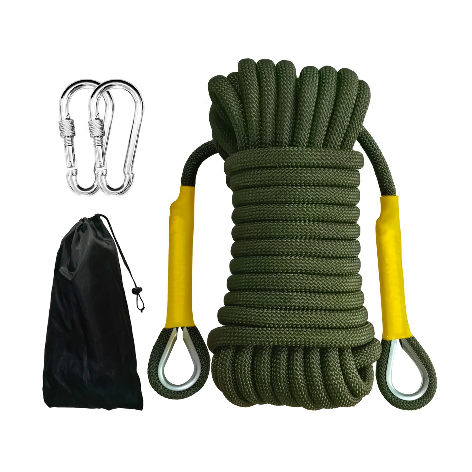 HUtzpah 10mm 5m (16Ft) Static Climbing Rope,Low Stretch, Army Green