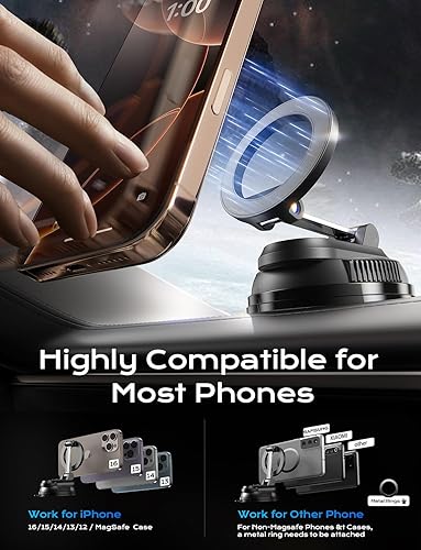 Miniatura 4 de Soporte de teléfono para automóvil MagSafe, ultra magnético y fuerte succión ajustable de 360, soporte de teléfono celular magnético portátil para