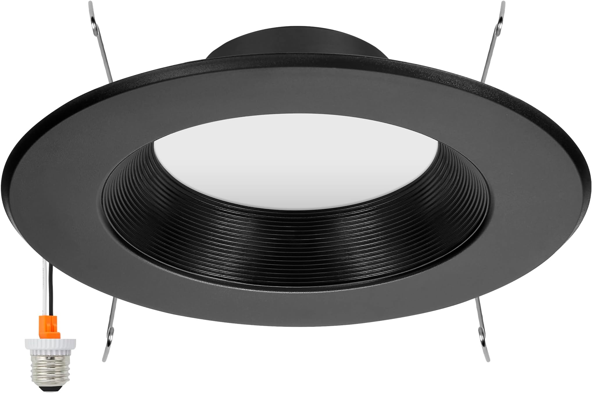 5 in. & 6 in. 5 CCT Retrofit Recessed LED Downlight - 1100 Lumens, E-26 Quick Connect, 5 CCT 2700K/3000K/3500K/4000K/5000K, Dimmable, Ceiling Light Fixture for Kitchen or Hallway, Black Trim
