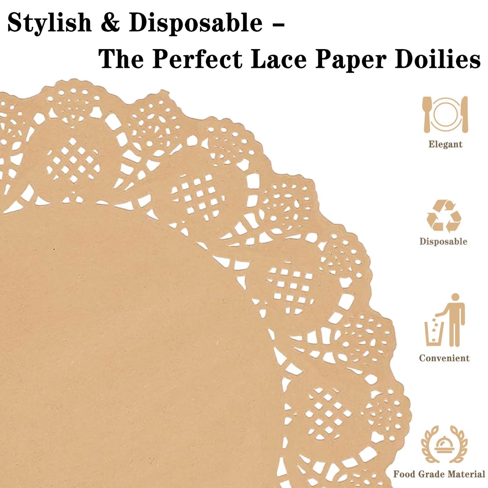 100 tapetes de papel para mesa, manteles individuales redondos desechables para decoración de vajilla, manteles individuales de encaje de 13.5 pulgadas para cumpleaños, boda, banquete,