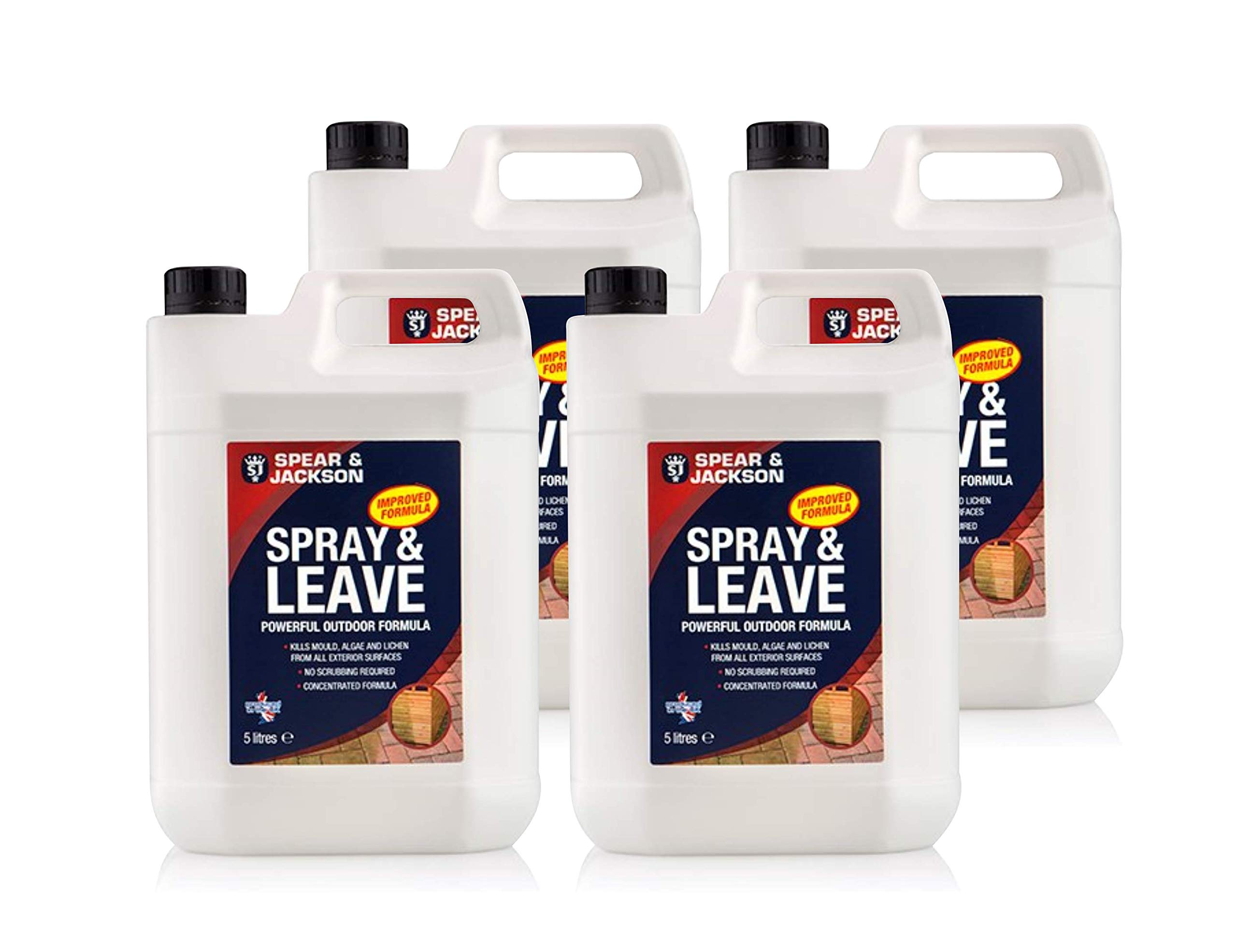 Buy 4 x 5L Spear & Jackson Spray and Leave Concentrated Algae, Moss and