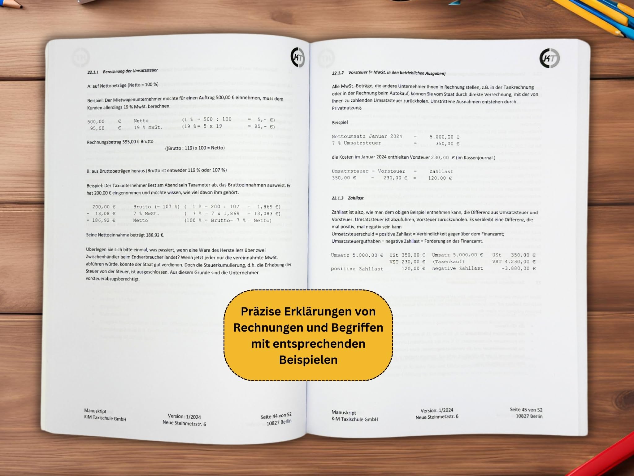 Taxi und Mietwagen | Vorbereitung auf die IHK-Fachkundeprüfung | Unternehmerschein I MANUSKRIPT + KARTEIKARTEN