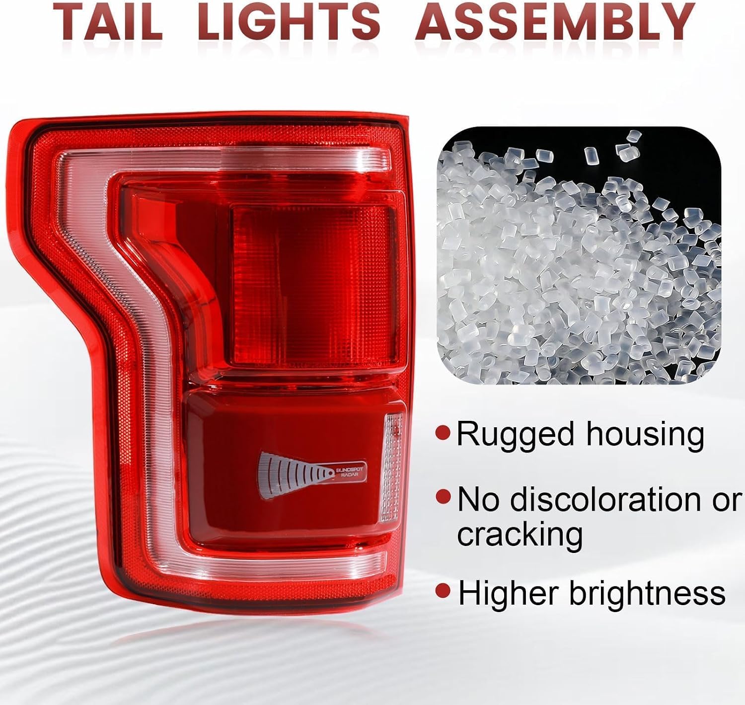 LED Tail Lights W/Blind Spot Assembly Compatible with 2015 2016 2017 Ford F150 King Ranch Lariat Platinum XL XLT 2016 2017 Limited SSV, Rear Light Taillights Replacement # HL3Z13405D HL3Z13404D
