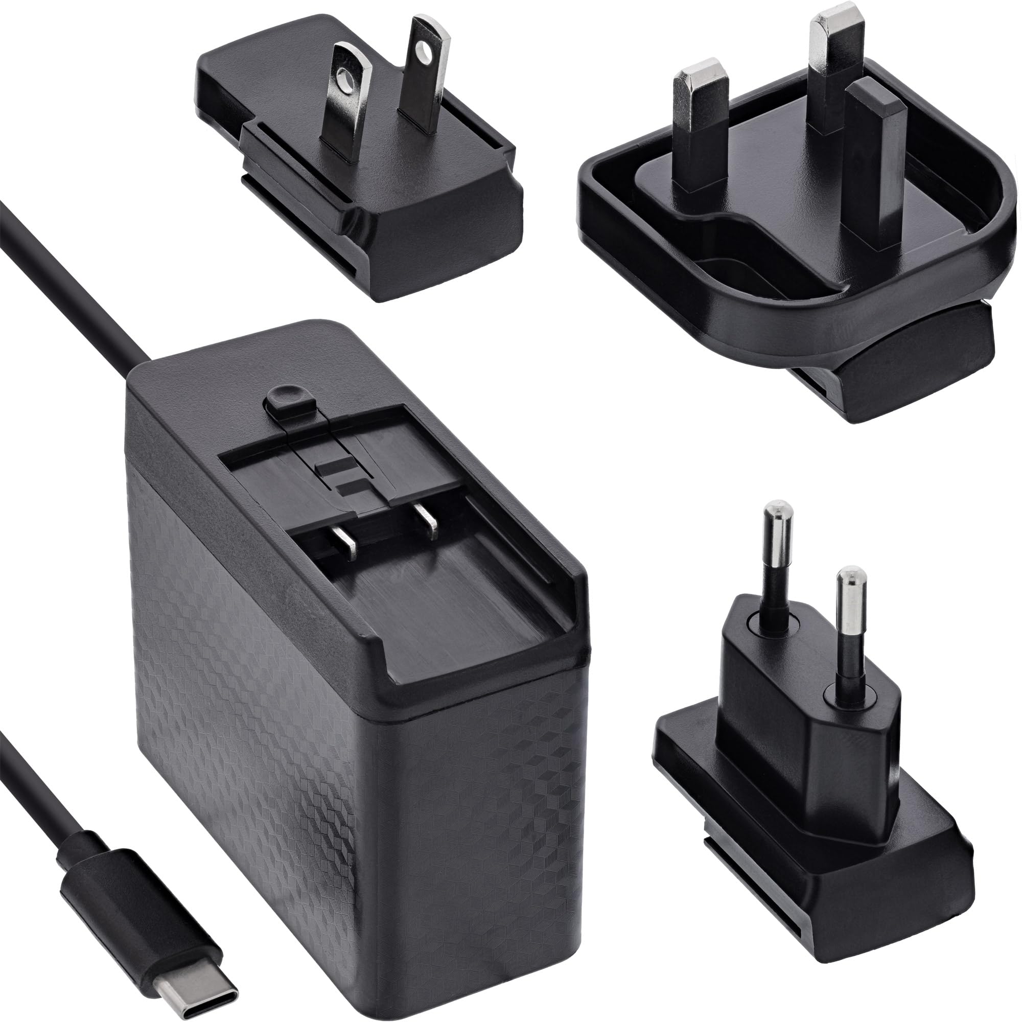 Inline TravelCharge 31516C - Fuente de alimentación USB-C de 140 W con tecnología GAN, Carga rápida, Cable Fijo de 1,2 m, Incluye Enchufe de Enchufe UE/UK/US, Cargador para portátiles, tabletas