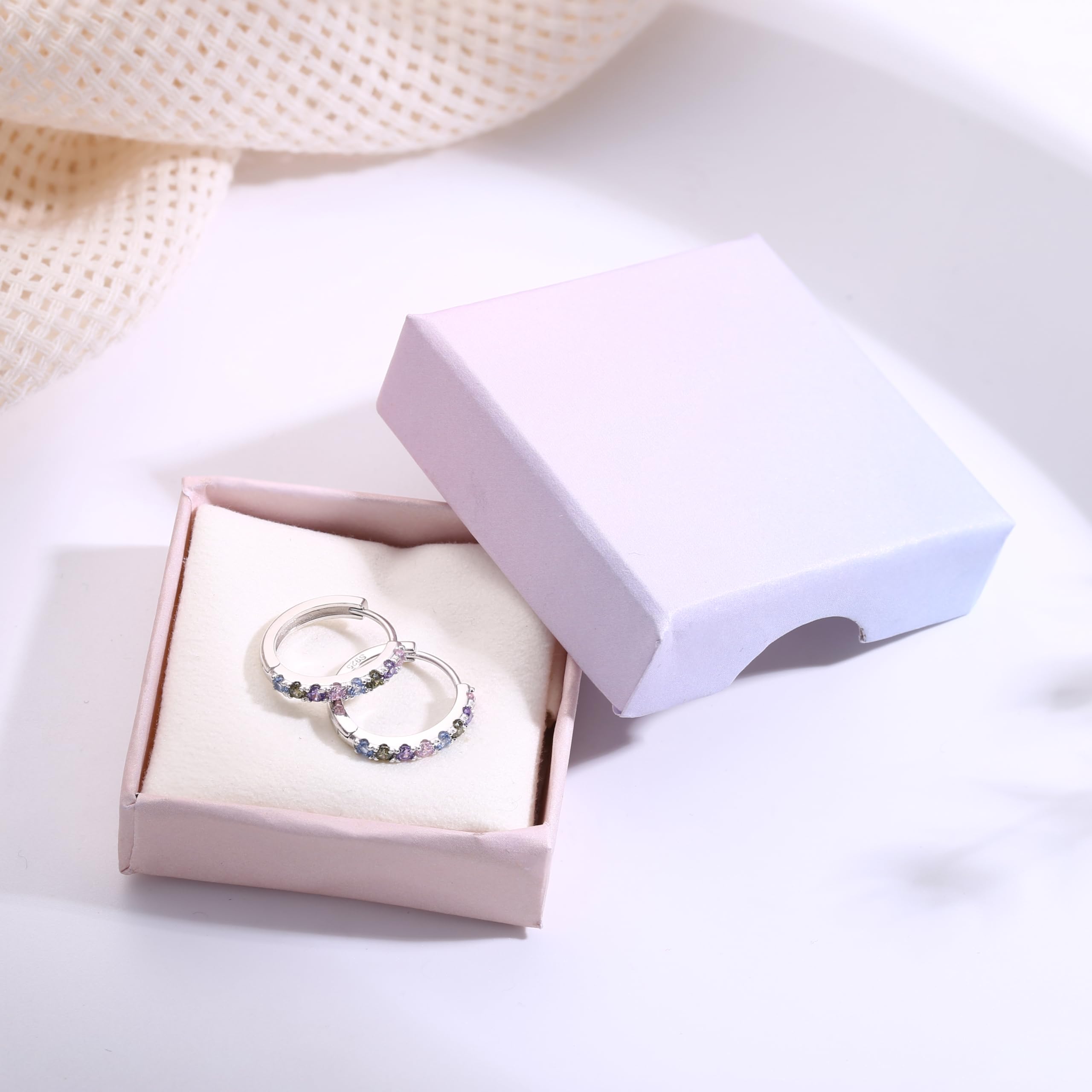 LOLIAS Ohrringe Creolen Silber 925 für Damen Mädchen Kleine Zirkonia Ohrringe 925 Sterling Silber Huggie Ohrringe Hypoallergen Schlafen Ohrringe Mädchen Kinder