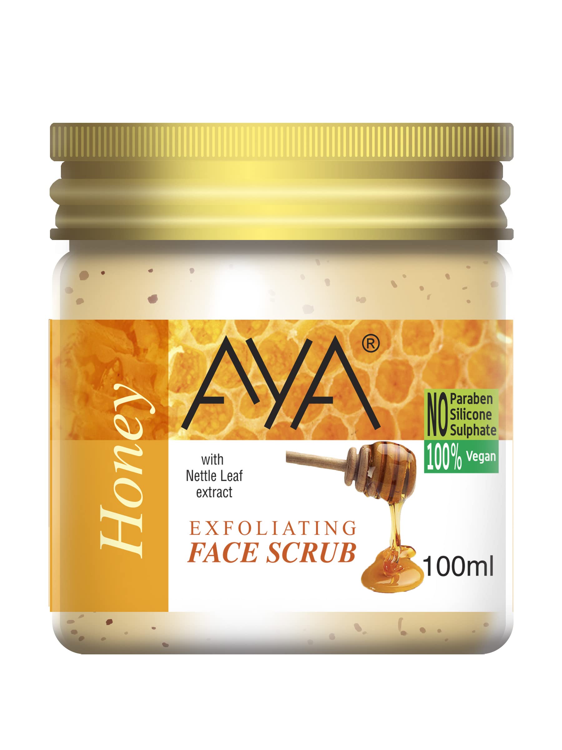 AYA Honey Exfoliating Face Scrub, 100 ml | Exfoliate Scrub | Blackhead Remover, Whitehead Remover, Dead Skin Remover, Detan Pack | Honey Face Scrub For Women & Men | No Paraben, No Sulphate, No Silicone |
