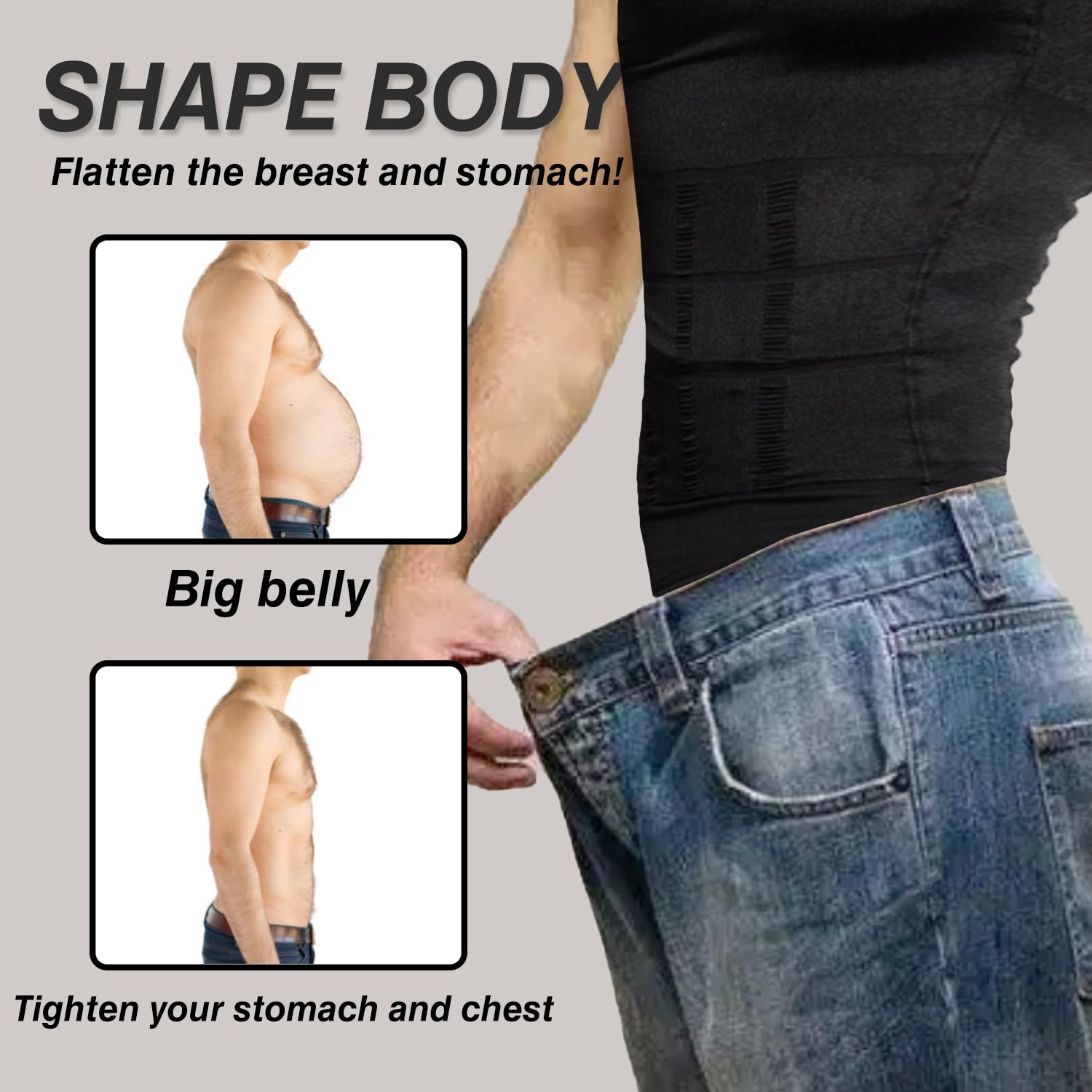 Gilet amincissant de compression pour homme - Contrôle du ventre - Sous-vêtement gainant - Doux pour la peau