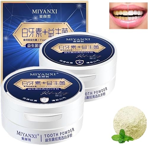 MIYANXI - Polvo de dientes con elemento de dientes blancos y probióticos, polvo blanqueador de dientes con sabor a menta, polvo de pasta de dientes