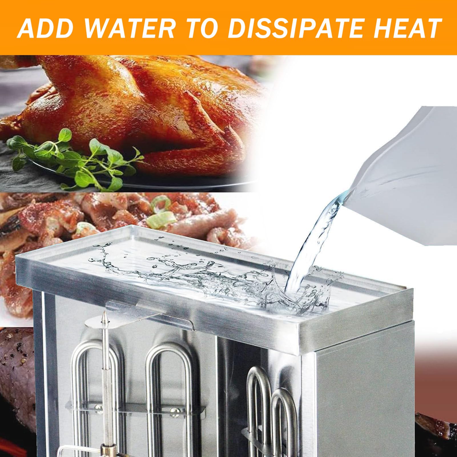 Gira Arrosticini Elettrico 2400W, Barbecue Elettrico da Tavolo Verticale, 2 Tubi Riscaldanti, Rotazione 360°, Termostato Regolabile 50‑300°C, Vaschetta Raccogli Carne, Uso Domestico e Commerciale