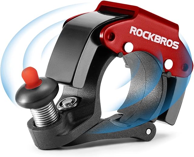 ROCKBROS Dzwonek Rowerowy Mini Dzwonek na Kierownicę Dzwonki Rowerowe 100db Głośny Innowacyjny Dzwonek ze Stopu Aluminium dla Roweru Górskiego Roweru Szosowego MTB do Kierownicy 22,2mm