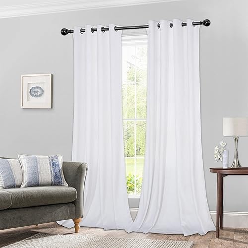 Miniatura 7 de LORDTEX Cortinas de terciopelo blanco para sala de estar, cortinas opacas de terciopelo con aislamiento térmico para oscurecer la habitación, con