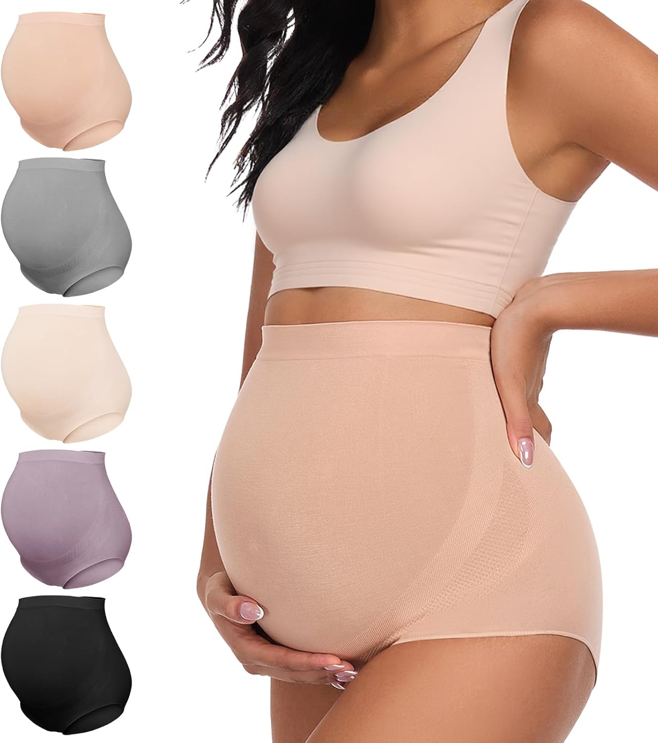 Summer Mae Maternity Underwear Soft Breathable High-Waist Pregnancy Seamless Over Bump Panties for Women