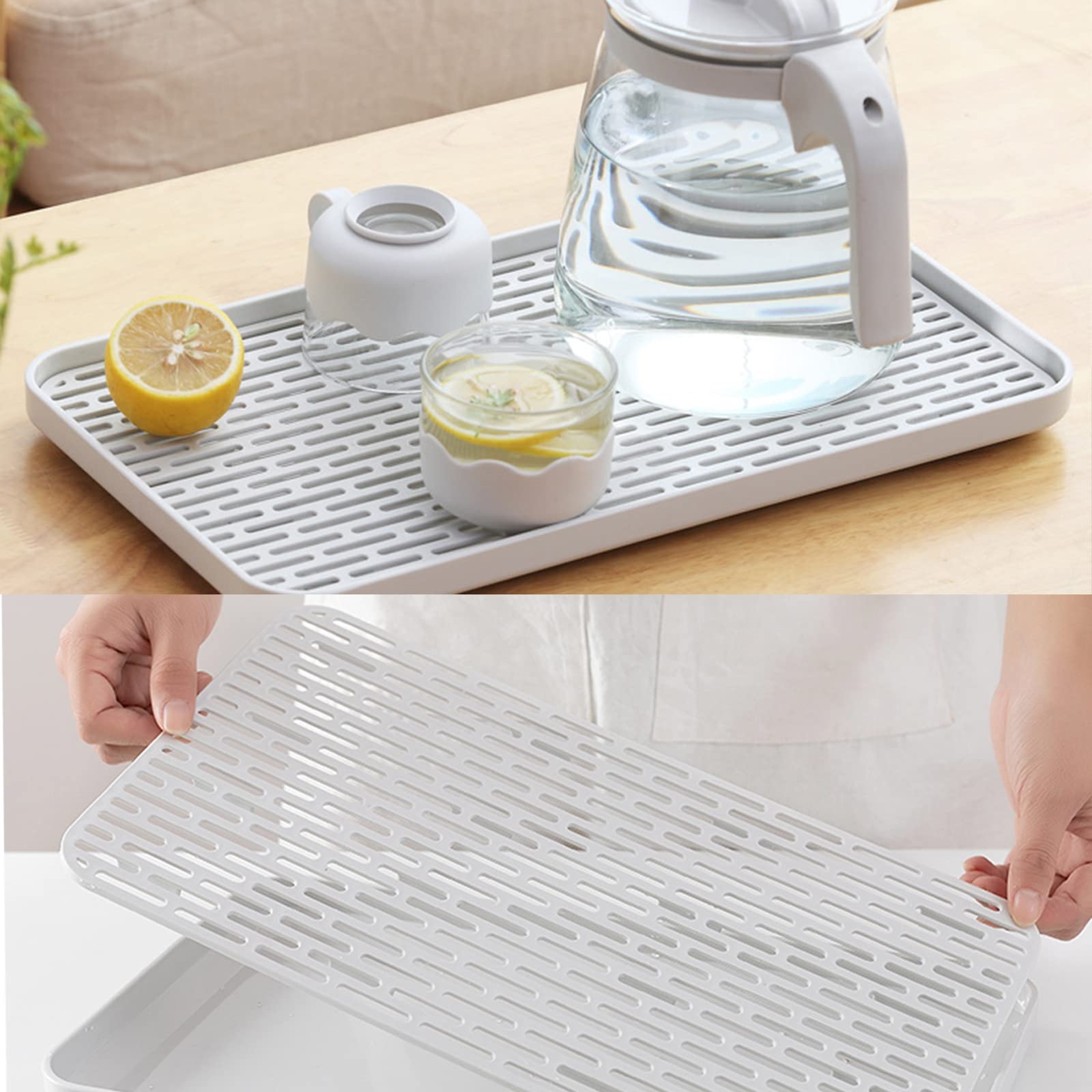 Cerioll Scolapiatti Con Vassoio Antigoccia, Vaschetta Raccogligocce, Vassoio Per Tazza E Frutta, Scolapiatti Per Stoviglie Di Vario Genere, Con 2 Ripiani