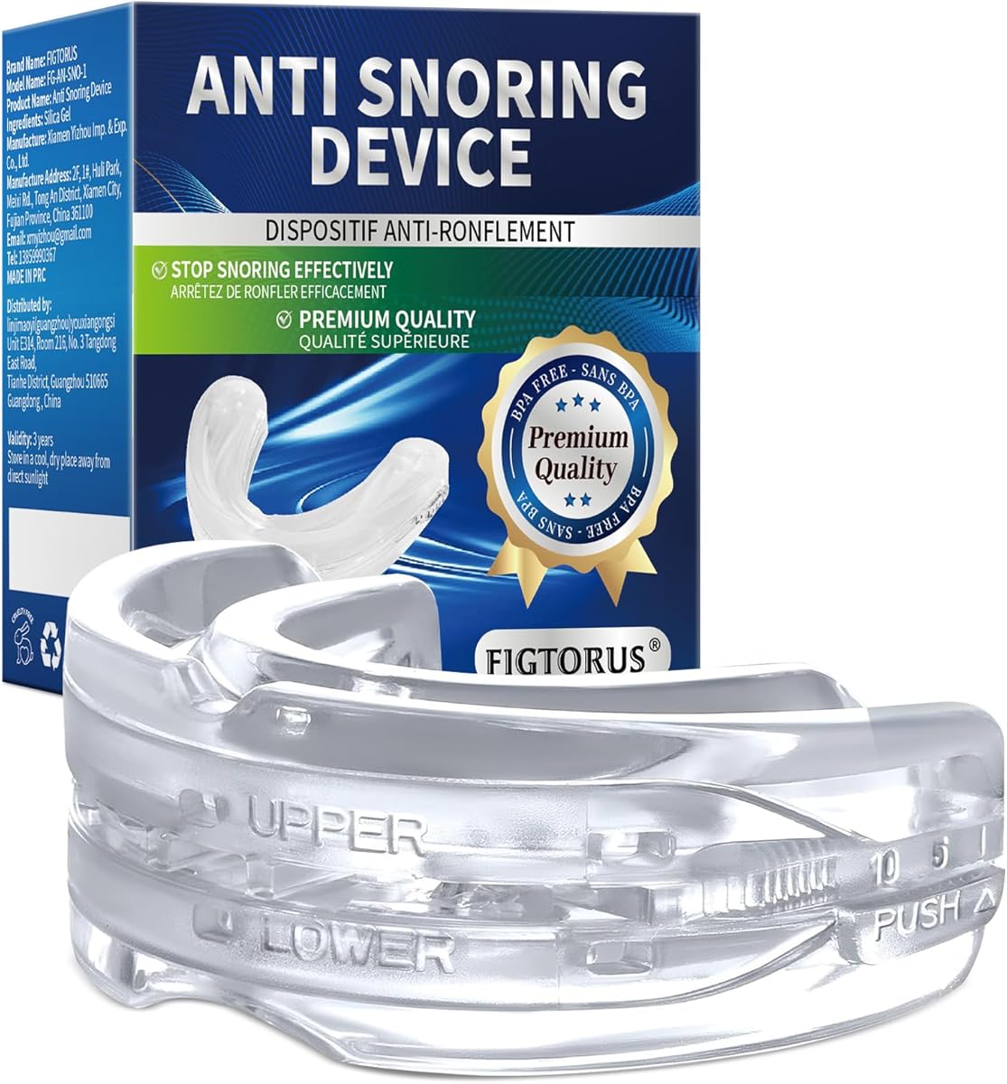 Anti Snoring Devices for Sleep: Adjustable Anti Snoring Solution, Snoring Mouth Guard for Men and Women, Custom-Fit Boil-and-Bite, Promotes Nasal Breathing, BPA-Free, 1 Pack with Travel Case