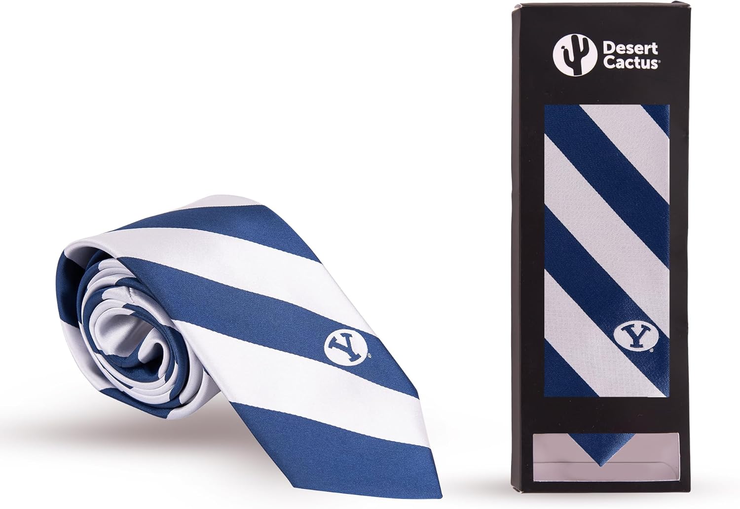 Desert Cactus Brigham Young University Neck Tie BYU Cougars 100% Polyester Necktie with Logo, Officially Licensed