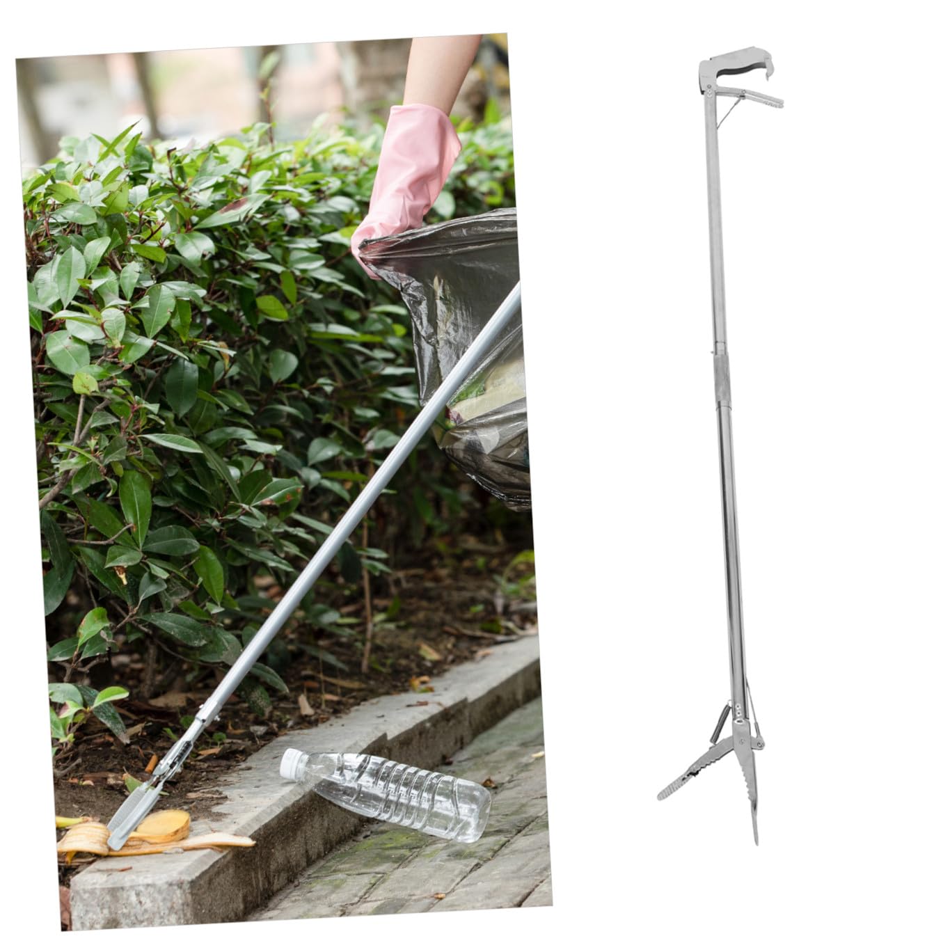 Pinza Allungabile per Anziani in Acciaio Inox, Pieghevole e Facile da Pulire, Aiuto Pratico per Raggiungere Oggetti a Casa, Raccoglitore di Foglie