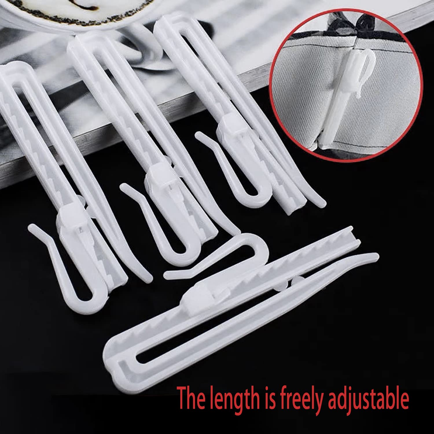 ZZLZX 20PCS 9cm Plastic Adjustable Pinch Pleat Hook Ratchet System Curtain Pin Hooks for Door and Shower