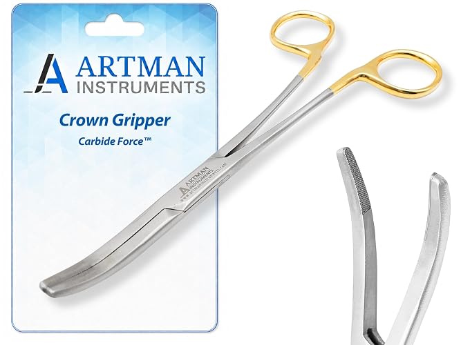 ARTMAN CarbideForce™ Wynman Crown Gripper Forceps – Tungsten Carbide Dental Crown Remover, Large Curved TC Forceps
