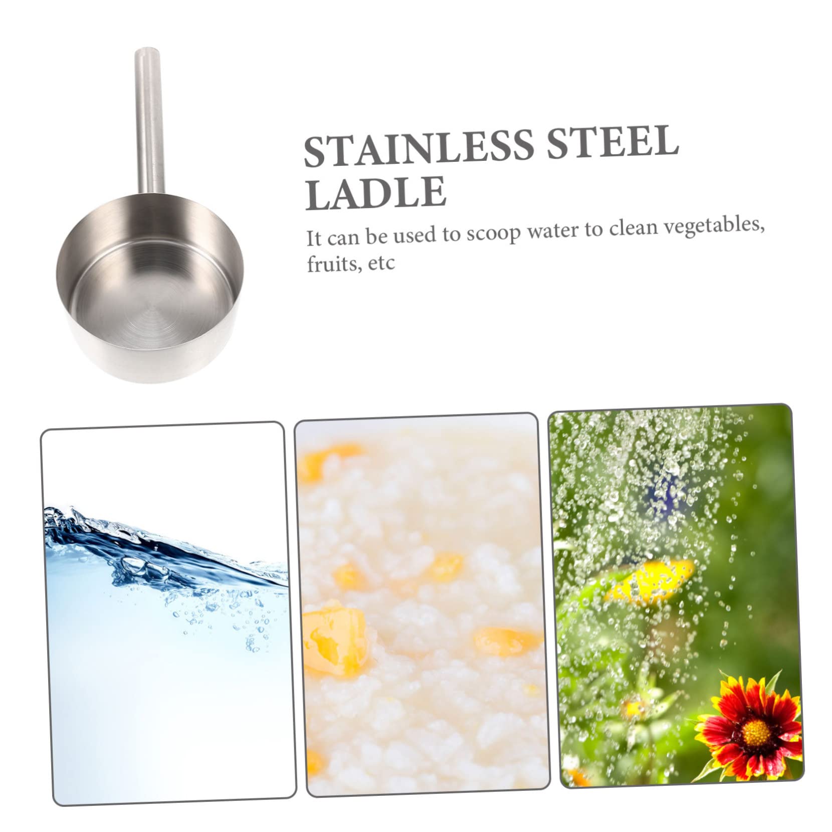 Cucharón de Agua Larga de Acero Inoxidable Mango Ergonómico y Diseño Integrado para Uso en Cocina y Jardín en Hogares