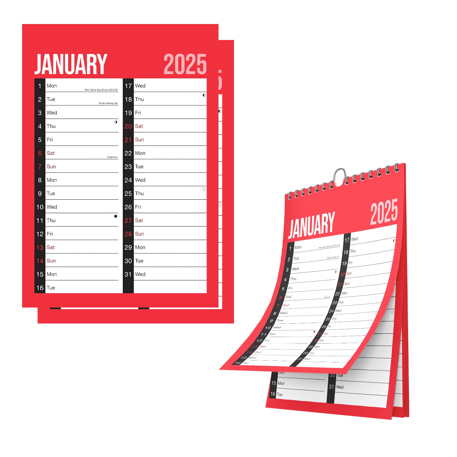 G4GADGET 2025 A3 Year Planner - Large Spiral Bound Wall Planner with Holidays & Notable Dates - Perfect for Home, Business, Office & School Organization