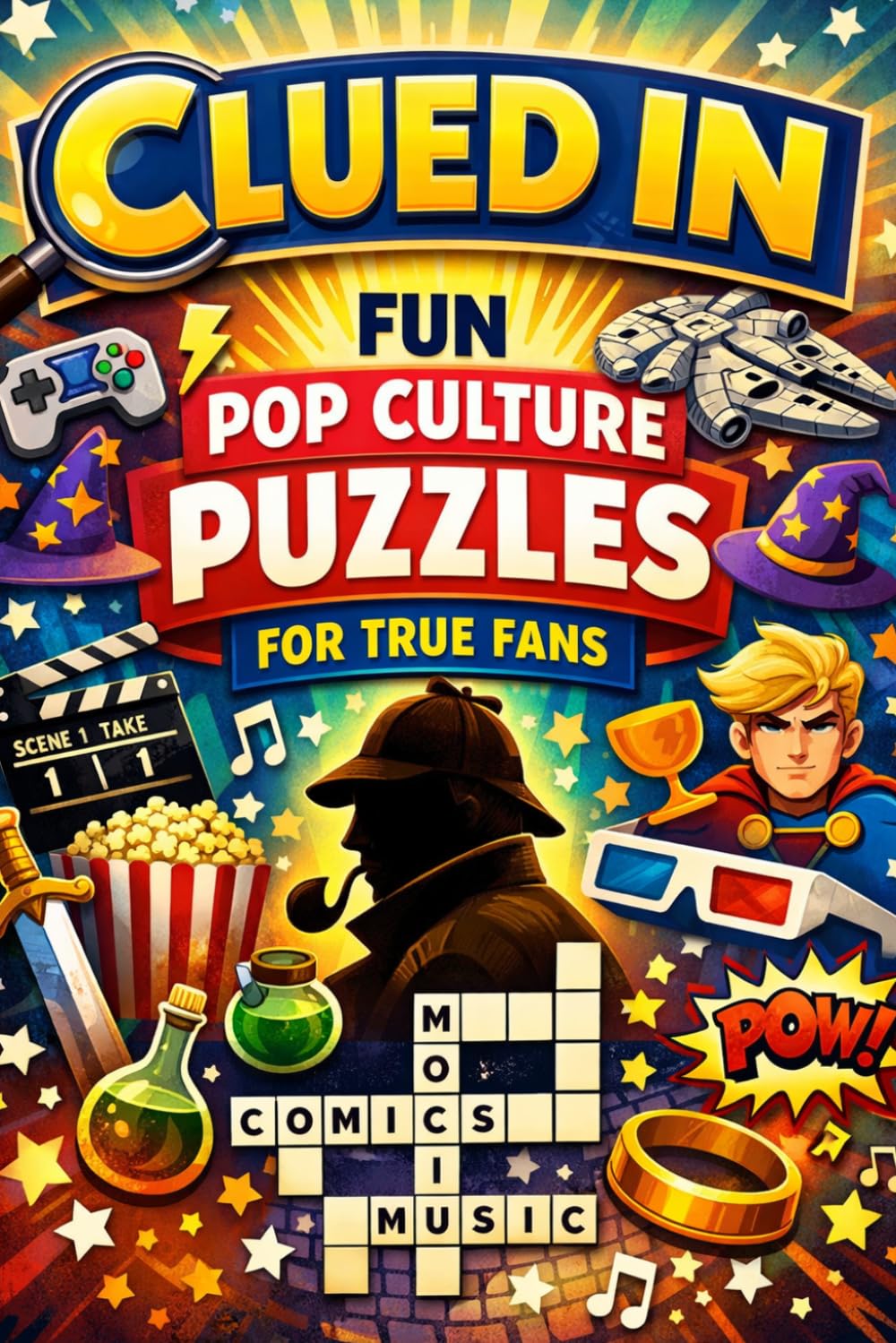 “Clued In Fun Pop Culture Puzzles for True Fans”: “Test Your Knowledge and Solve Entertaining Puzzles from Movies, TV, Music & More!”