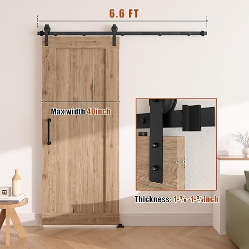 Miniatura 3 de DonYoung Kit de herrajes para puerta corrediza de granero de 6.6 pies, riel modular de fijación de tornillo mejorado, kit de riel de puerta de