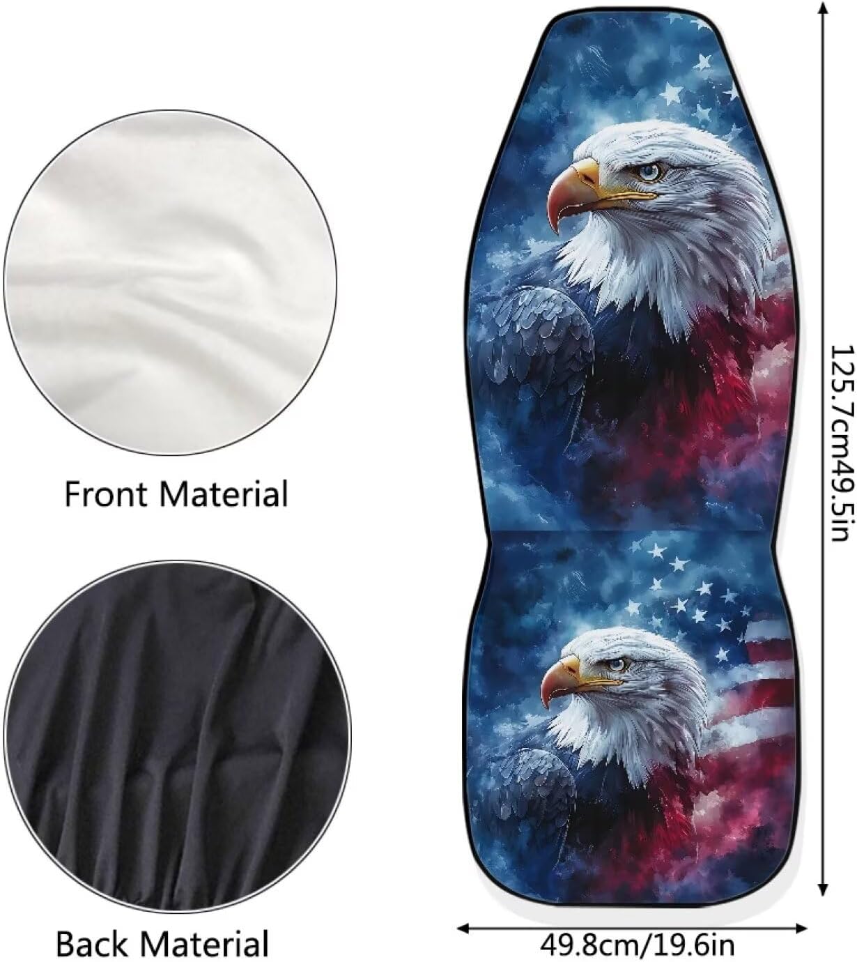 Bulopur Bald Eagle Car Seat Covers Set of 2 American Flag Patriotic Auto Seat Covers & Accessories Easy Install Vehicle Bucket Seats Cover Highback Cushion Protectors Universal Fit