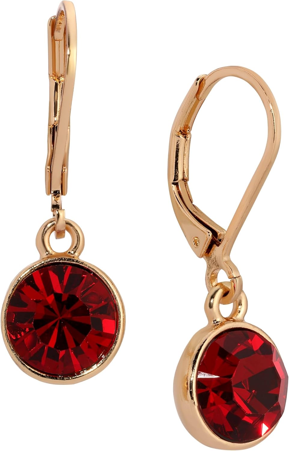 1928 Jewelry "Best Of Times" Round Crystal Bezel Drop Earrings For Women, 14K Gold Dipped Minimalist Cute & Dainty