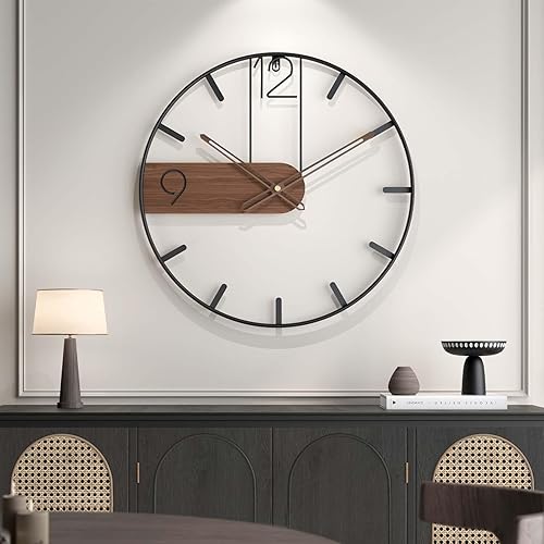 Reloj de pared grande de 30 pulgadas, moderno marco de metal de madera, silencioso sin tictac, funciona con pilas, relojes de pared decorativos para