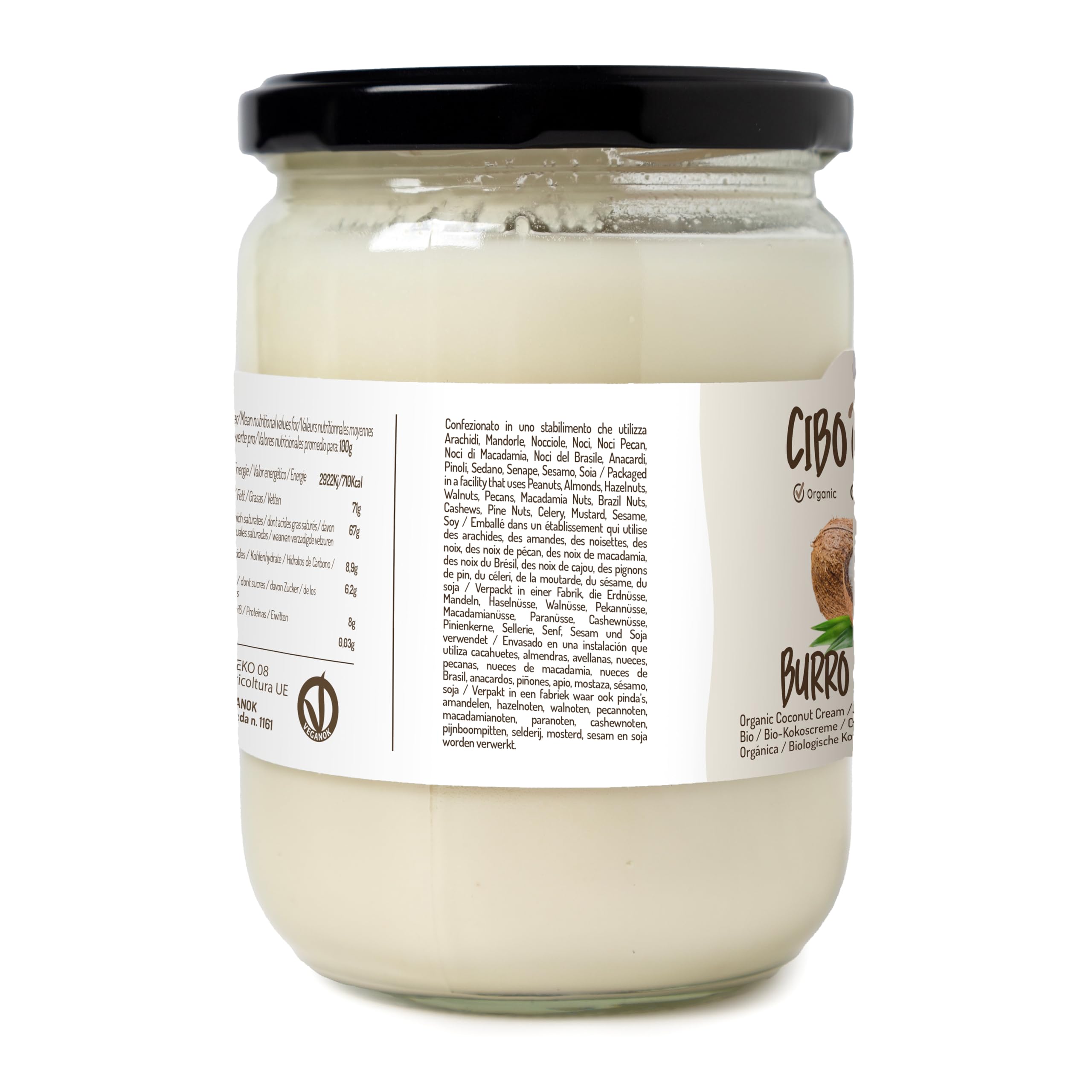 Creme de Coco bio - 500ml. Beurre de noix de coco biologique extrait à froid sans sucre. Idéal pour la cuisine végétalienne, les bonbons à la noix de coco et les gâteaux