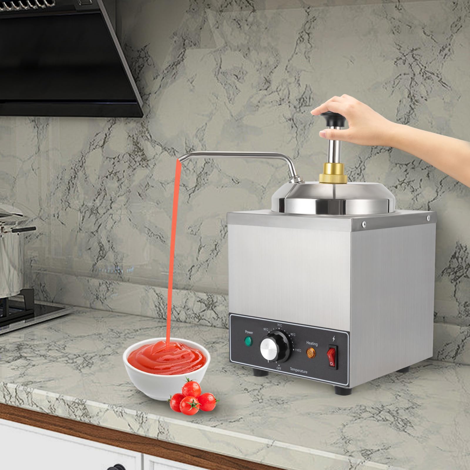 Distributore di cioccolato, dosatore per salse, per cioccolato, crema, formaggio e salse, 2 l, 650 W, regolabile in temperatura, per gastronomia e uso domestico