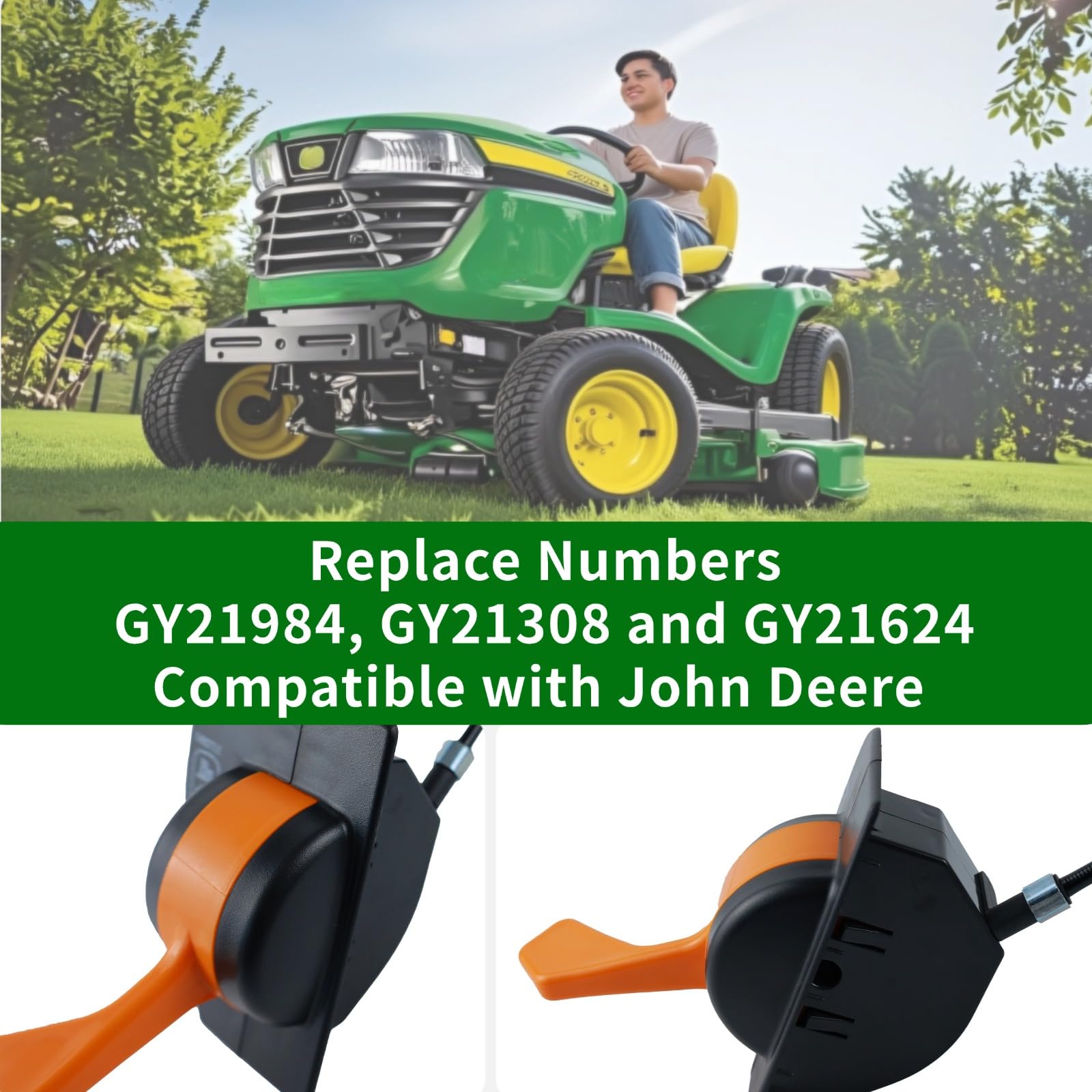 GY21984 - Cable de estrangulador del acelerador de repuesto para John Deere D125 D130 D140 D160 D170 LA155 X165 LA165 LA175, palanca de control del acelerador mejorada para tractor de césped