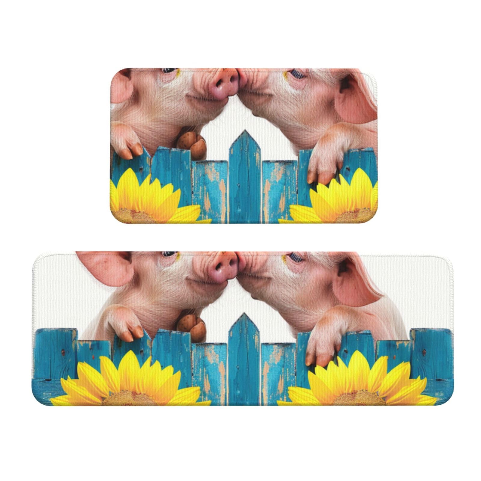 Tapetes de cocina acolchados para decorar el hogar, alfombras cómodas con diseño de cerdo
