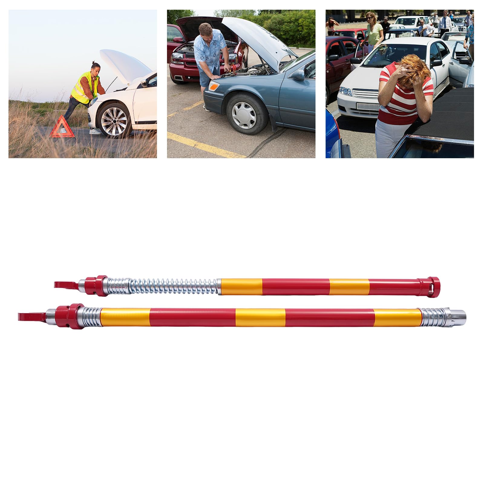 Barra de remolque 8T 187cm con amortiguador, enganche de emergencia para coche | 8T, 187cm, amortiguador de resorte, 2T tracción, funda de almacenamiento, para coche y SUV