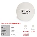 Tanso Training Table Tennis Balls High Performance TT Balls (40+ mm TT Balls for Professional Training, ABS Plastic Table Tennis Ball White 6 Pcs, Extremely Durable Ping Pong Ball) gallery image