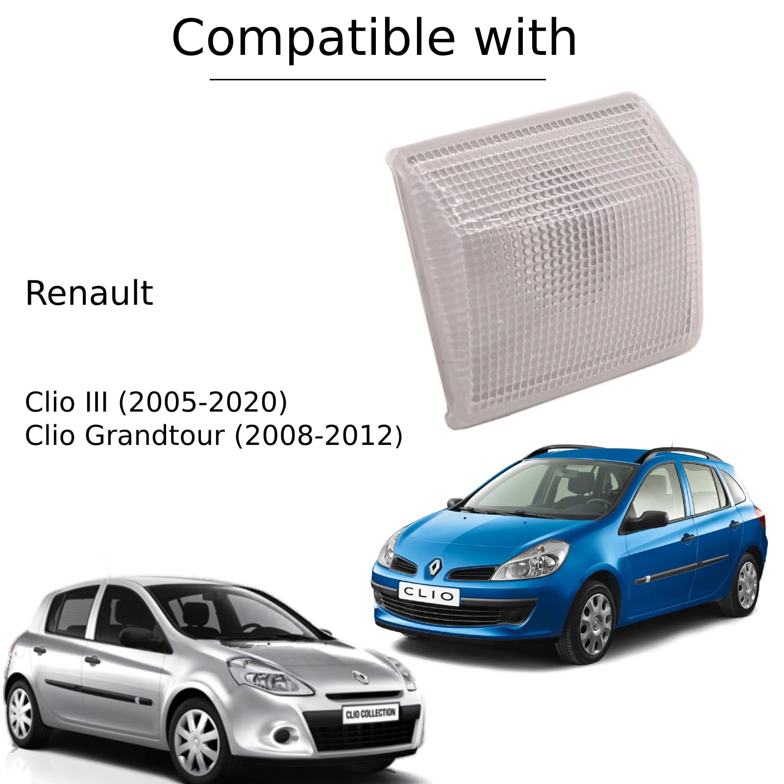 Lot De 2 Clignotants Latéraux Pour Renault Clio Mk3 (2005-2014) - Référence 8200343322 - Transparent/blanc