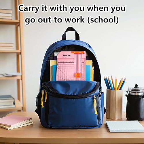 Miniatura 6 de WORKLION Cortador de papel recto para manualidades recortadora de papel rosa de 12 pulgadas con protección de seguridad y regla lateral, perfecto