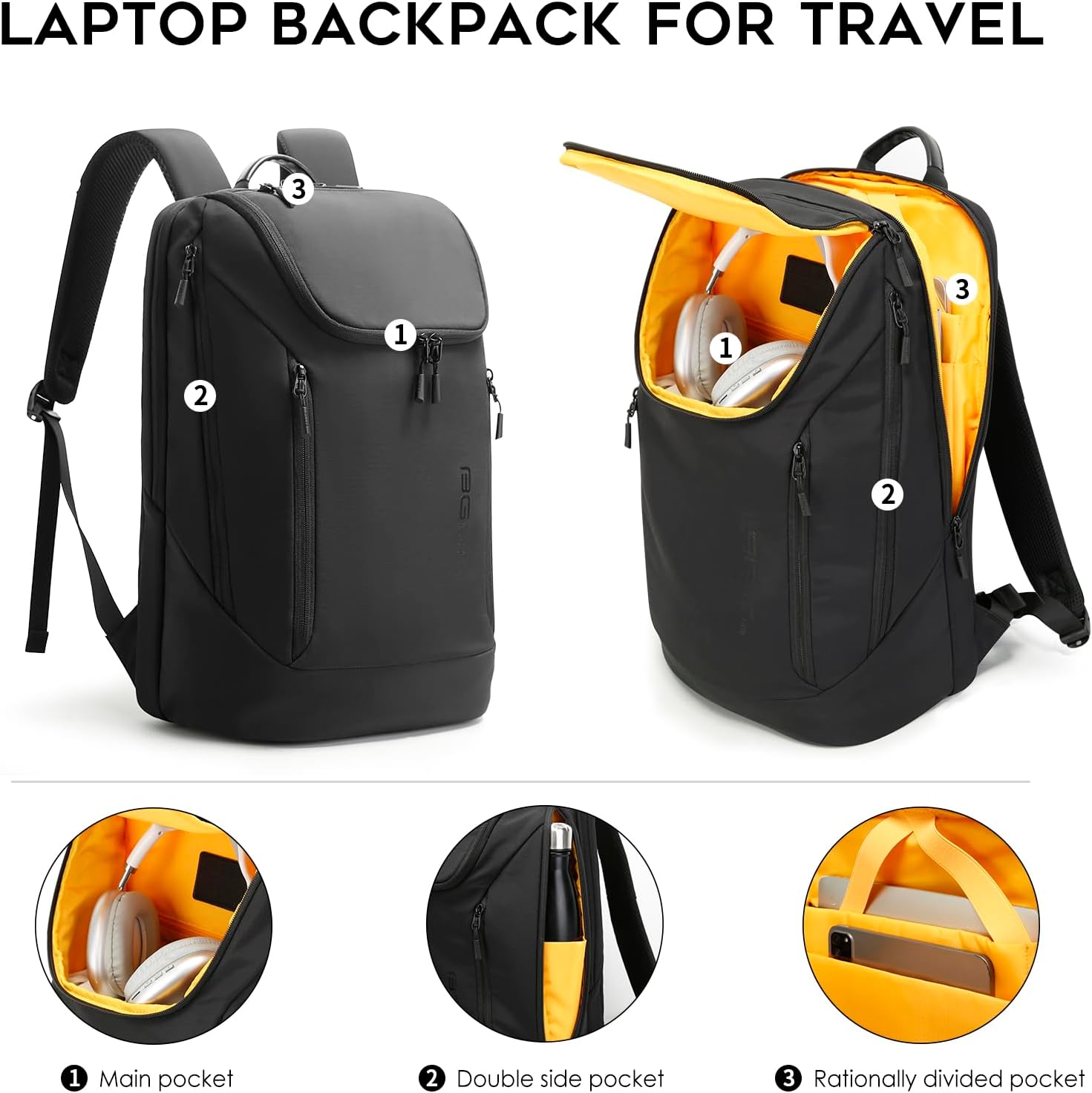 BANGE Commute backpack can hold 15.6 inch laptop,Flight approved carry on backpack for men and woman - Image 2