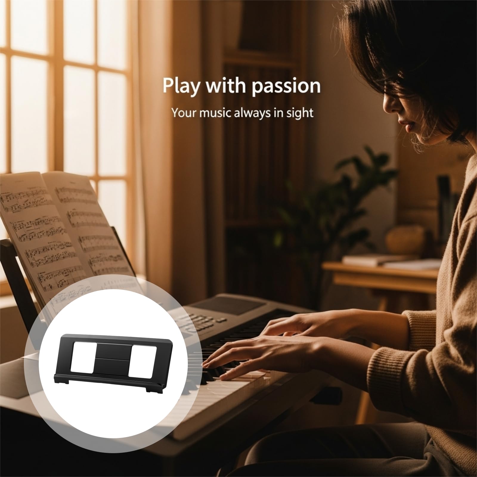 Supporto per tastiera elettronica, supporto per spartiti spessi, supporto per libri musicali